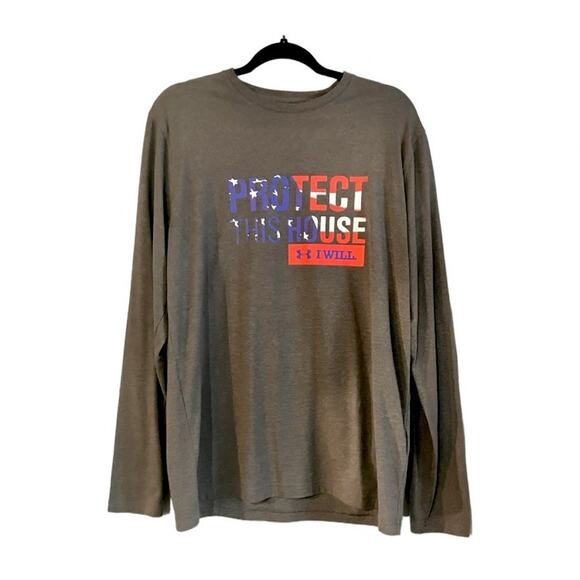 Under Armour Men's Gray HeatGear Loose Protect This House Long-Sleeve Top SZ M - Picture 7 of 7